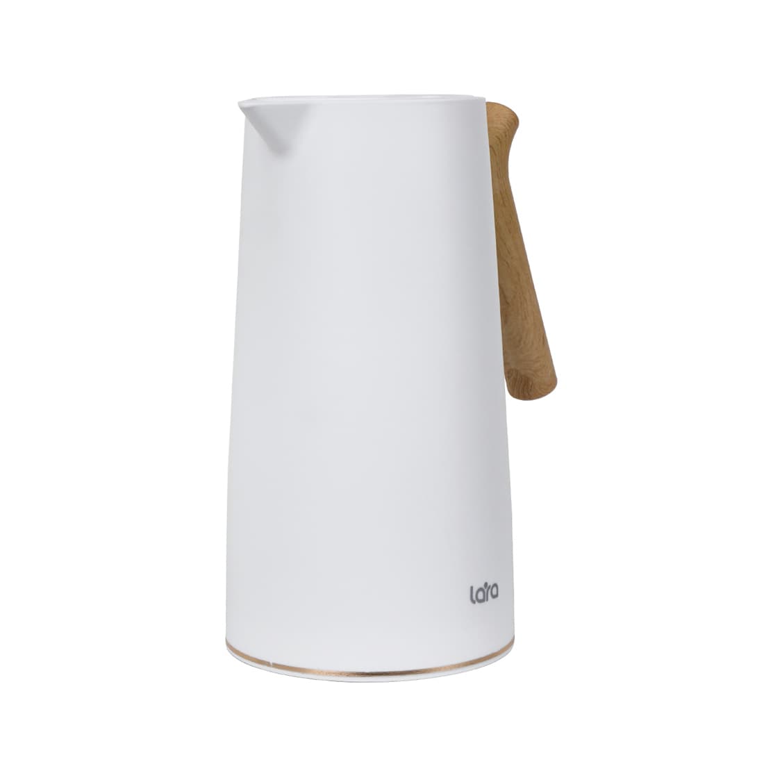 Термос, LARA, LR04-84 White, Объем 1000 мл, Вакуумная стеклянная колба, Двойные стенки, Ручка под дерево, Белый