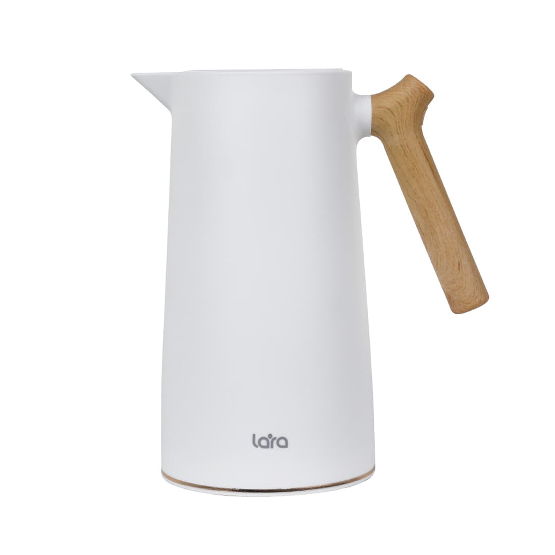 Термос, LARA, LR04-84 White, Объем 1000 мл, Вакуумная стеклянная колба, Двойные стенки, Ручка под дерево, Белый