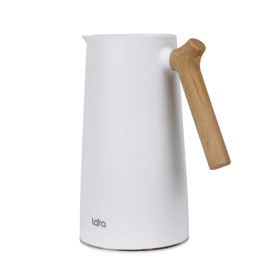 Термос, LARA, LR04-84 White, Объем 1000 мл, Вакуумная стеклянная колба, Двойные стенки, Ручка под дерево, Белый