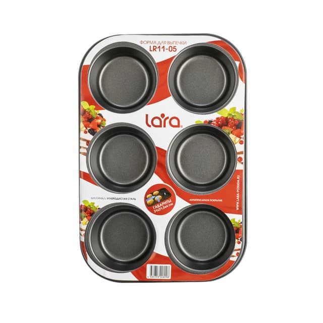 Форма для выпечки, LARA, LR11-05, Фигурная, 31x21,5х4 см, Углеродистая сталь, Антипригарное покрытие, Темпрература нагрева до 250°С, Мойка ручная/в посудомоечной машине, Стальной