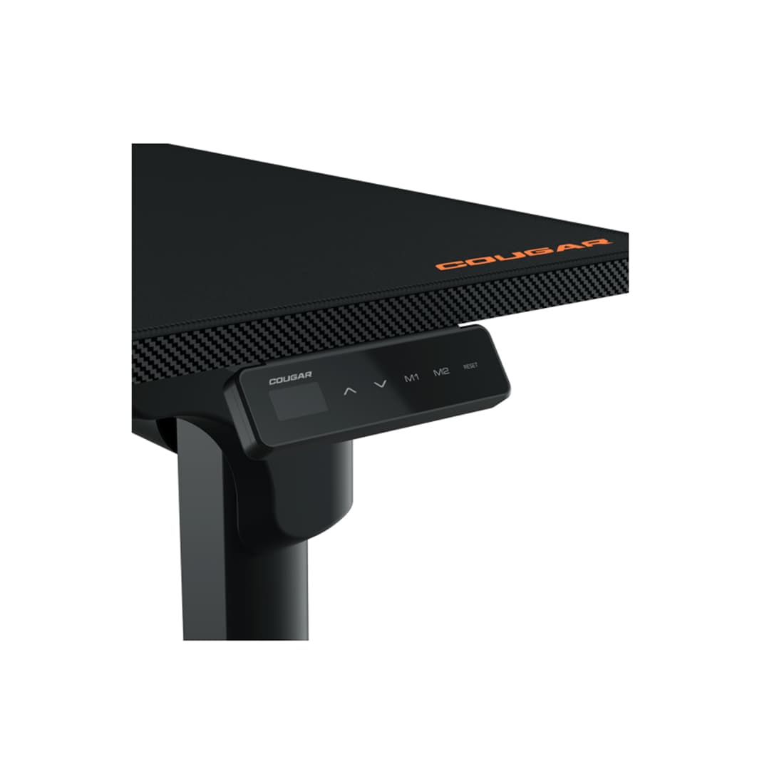 Компьютерный стол, Cougar, E-Grav 160 , Поверхность - карбон, Основание - сталь, 160*75*73(118) см, Панель управления высотой, 2 программируемые настройки памяти