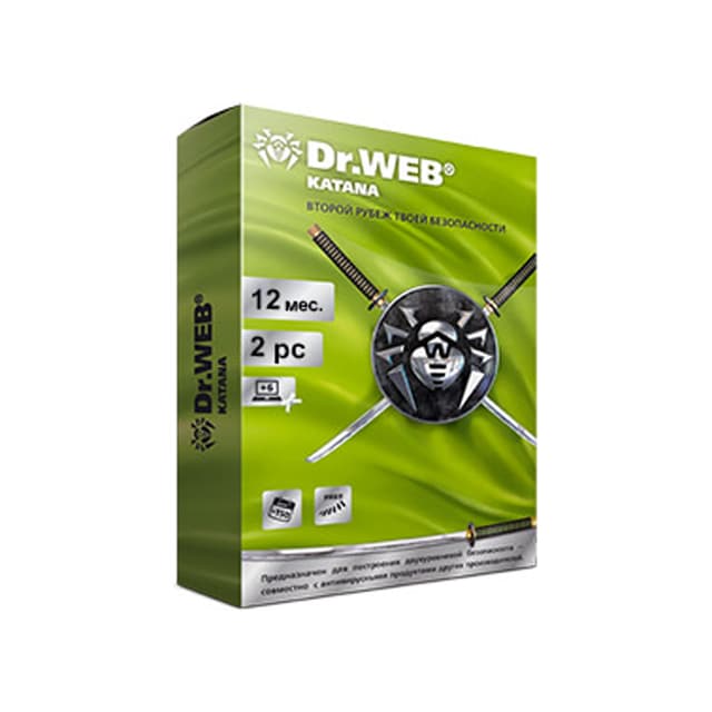Антивирус, Dr.Web, Katana 12М 2 ПК новая лицензия, на 2 ПК на 12 месяцев