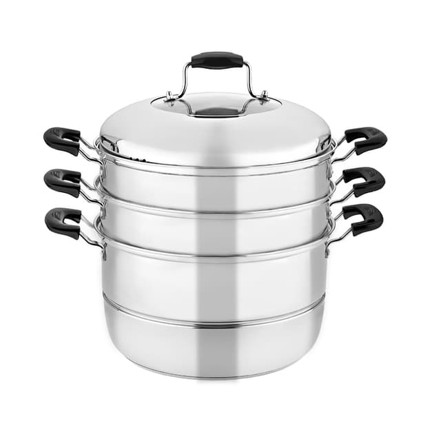 Мантоварка-пароварка, LARA, LR03-40, 3 секции, Диаметр 28 см, Высота нижнего отсека 165 мм, Нержавеющая сталь, Для всех типов плит, Мойка ручная/в посудомоечной машине, Стальной