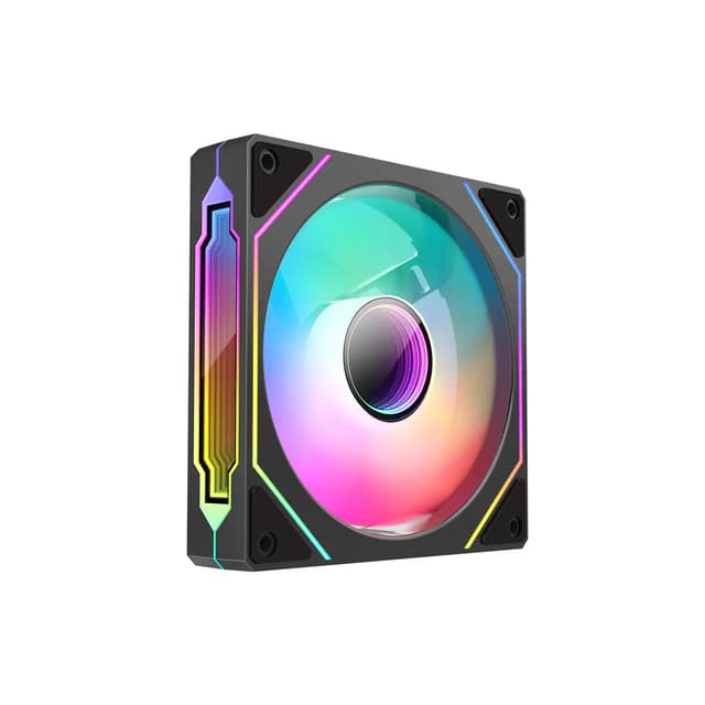 Кулер для компьютерного корпуса, Huntkey, GS120 Fantasy Black, 120мм ARGB, 800-1800±10%об.мин, 44,2 CFM, <33,8dB(A), 3pin+4pin, Габариты 120х120х25мм, Чёрный