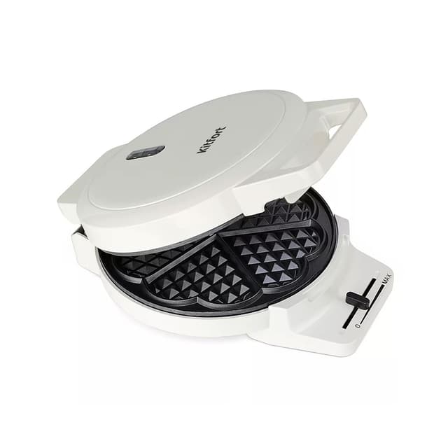 Вафельница для бельгийских вафель, Kitfort, КТ-1624, Мощность 1000W, Пластик, Металл, Антипригарное покрытие, Защита от перегрева, Белый