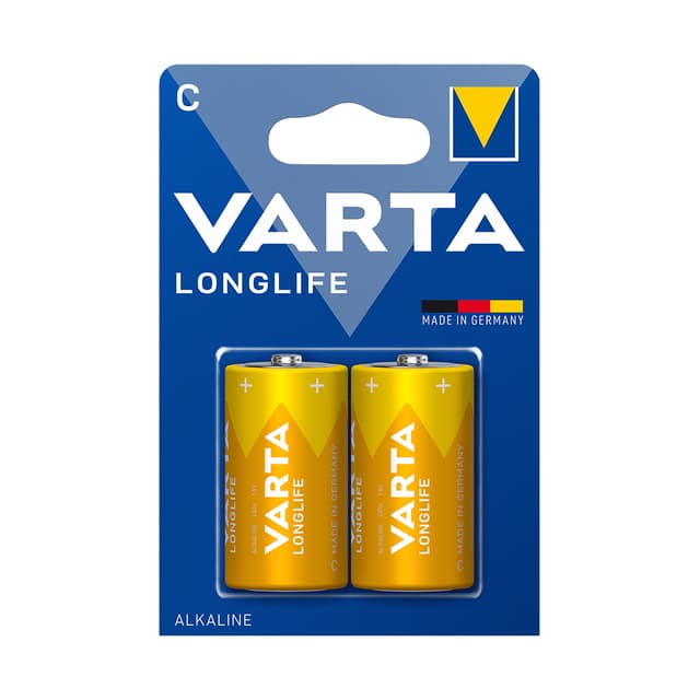 Батарейка, VARTA, LR14 Longlife, C, 1.5 V, 2 шт., Блистер