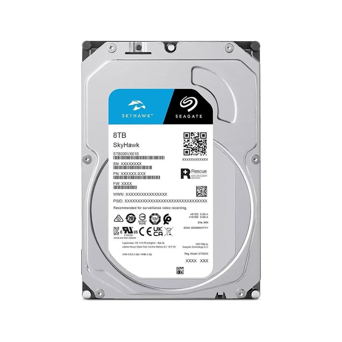 Жесткий диск, Seagate SkyHawk, ST8000VX010, HDD 8Tb, SATA 6Gb/s, 3.5", 256MB, 7200 RPM