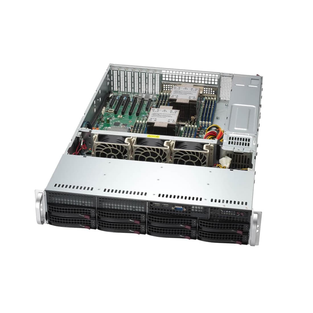 Суперсервер (промышленный компьютер), Supermicro, SYS-621P-TRT 421, Xeon Silver 4514Y, 1x32GB DDR5-5600 ECC RDIMM, 1x480GB NVMe PCIe 4.0 SSD M.2, 2x1200W, 2  RJ-45 10G LAN
