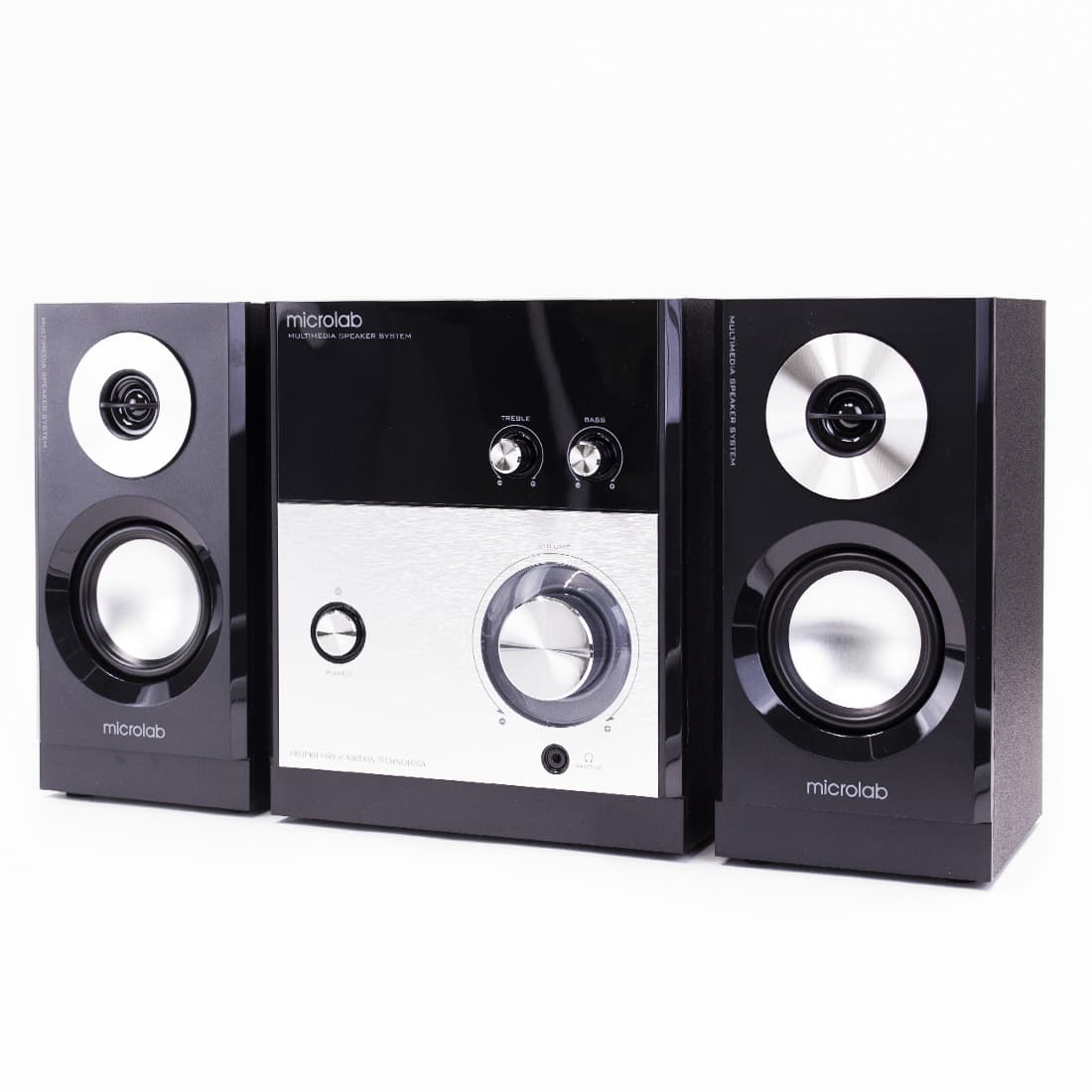 Акустическая система, Microlab, M-880, 2.1, 40Вт(12Вт*2+16Вт), Выход 2RCA, Вход 3,5 MiniJack, Технология обработки низких частот X-Bass, Чёрный