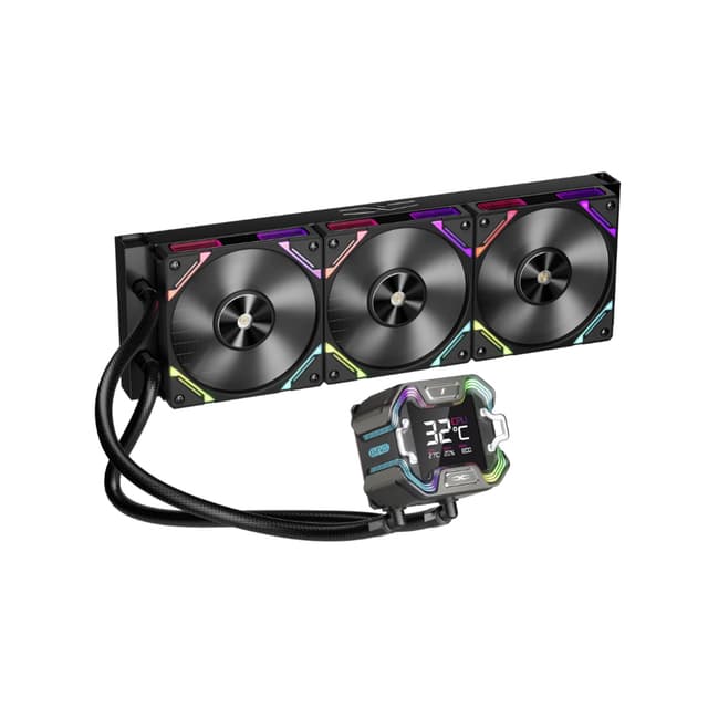 Кулер с водяным охлаждением, 1STPLAYER, X-360-BK, intel 1151/1200/1700/1851 и amd AM4/AM5, TDP 300W Вт, 3, 600–2000 об/мин, 56,8, 33,12, Черный
