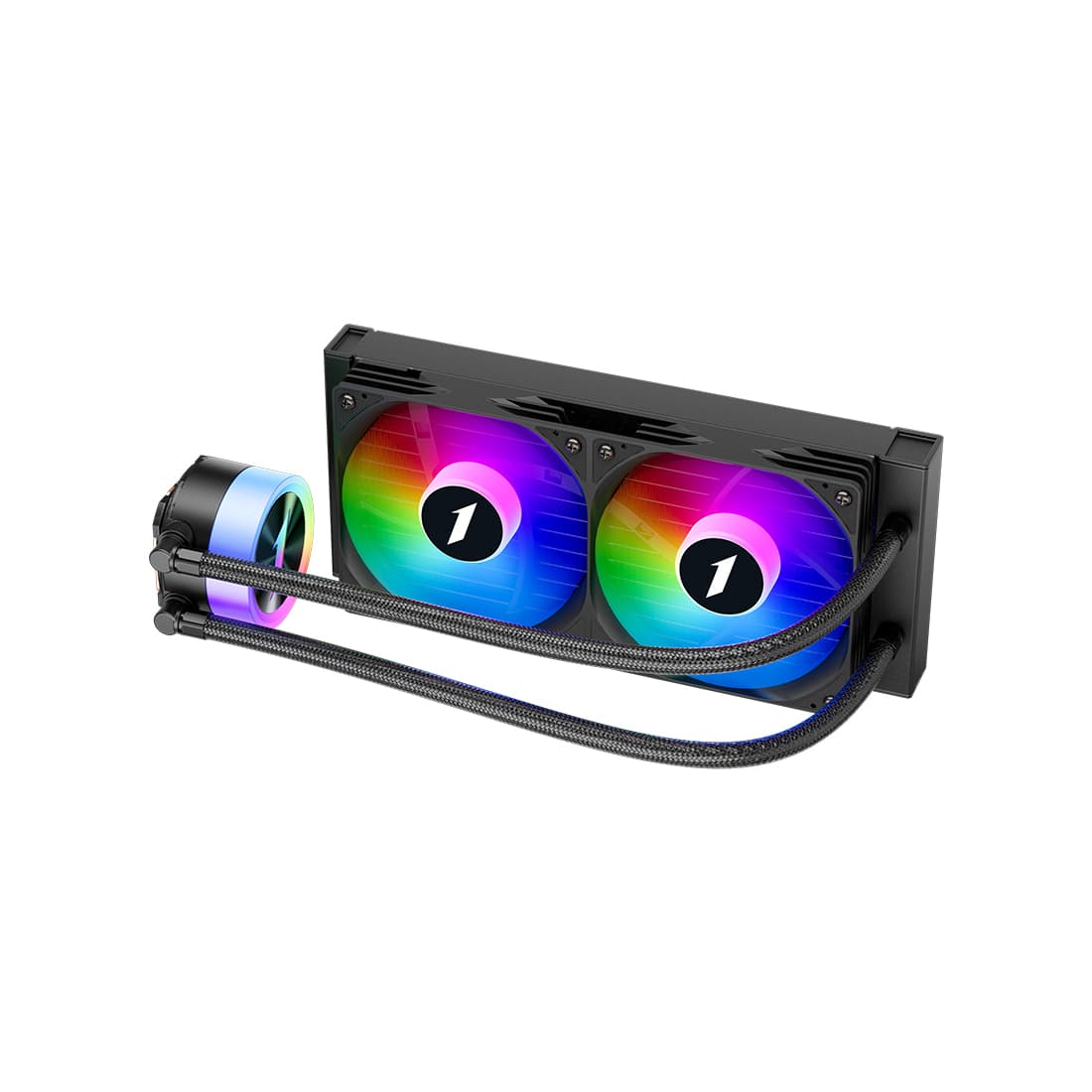 Кулер с водяным охлаждением, 1STPLAYER, TS1 240 BLACK, TS1-240-BK, intel 1151/1200/1700/1851 и amd AM4/AM5, TDP 270W, 2*120 мм, 600-1800 об/мин, 81,5 CFM, 33dBA, Черный