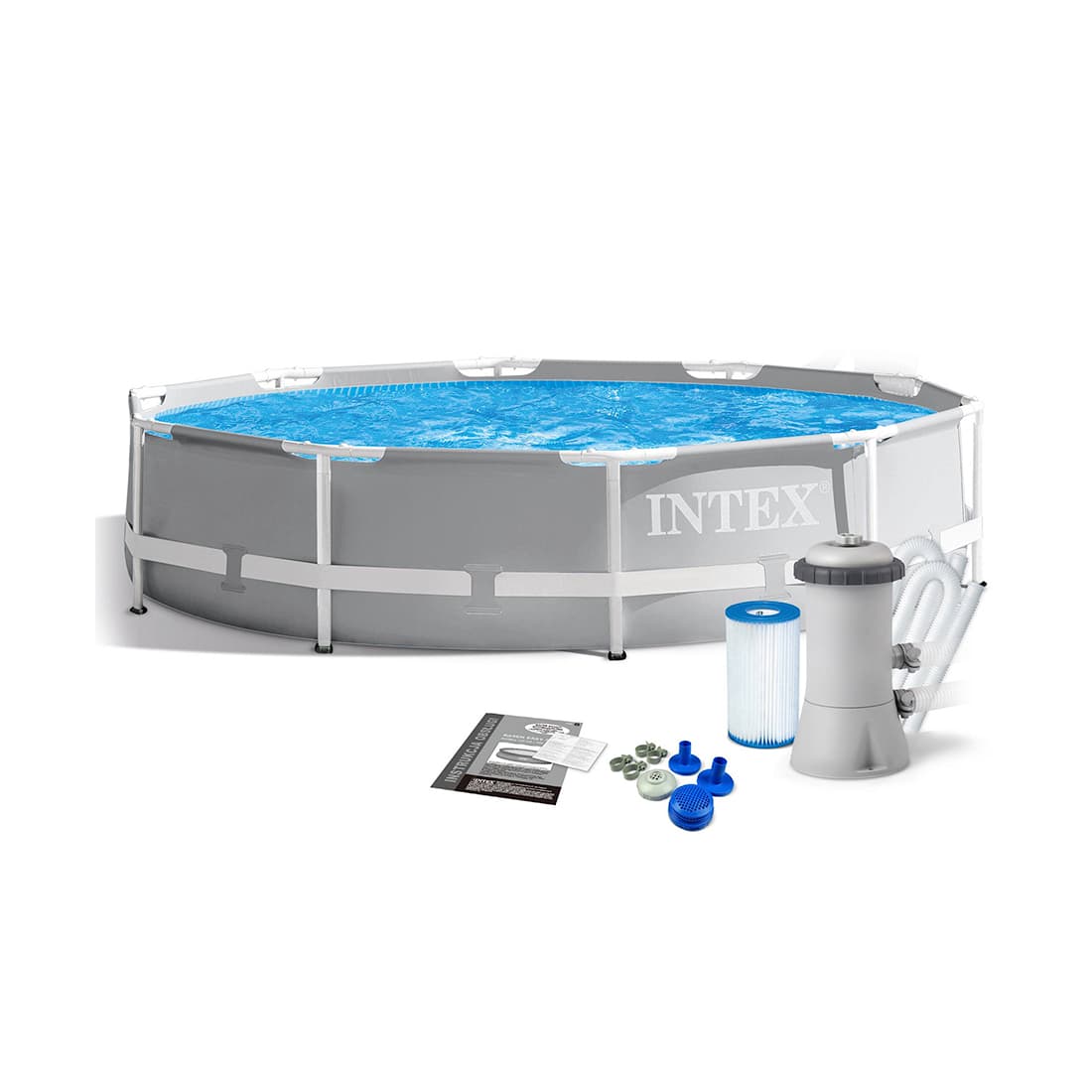 Каркасный бассейн Prism Frame 366 х 76 см, INTEX, 26712NP, Винил, 6503 л., Стальной каркас, Ф-насос 28604 (2006л/ч), Серый, Цветная коробка