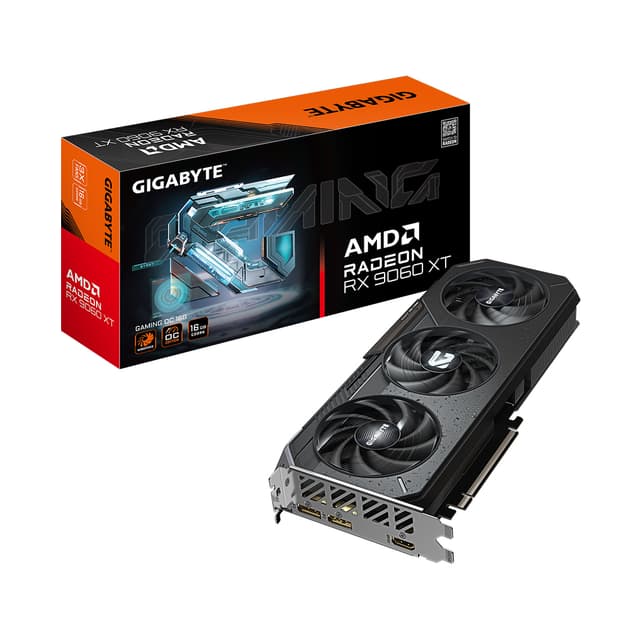 Видеокарта, Gigabyte, Radeon RX 9060 XT GAMING OC 16G (GV-R9060XTGAMING OC-16GD) 4719331356248, GDDR6, 128bit, 2-HDMI, 2-DP, Windforce 3X Fan, 281*118*40 мм, Цветная коробка