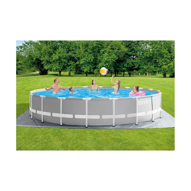 Каркасный бассейн Prism Frame 610 х 132 см, INTEX, 26756NP, Винил, 32695 л., Стальной каркас, Ф-насос 28636 (5678л/ч), Лестница 28077, Подложка 11290, Тент 11289, Гидроаэрация 22747, Серый, Цветная коробка