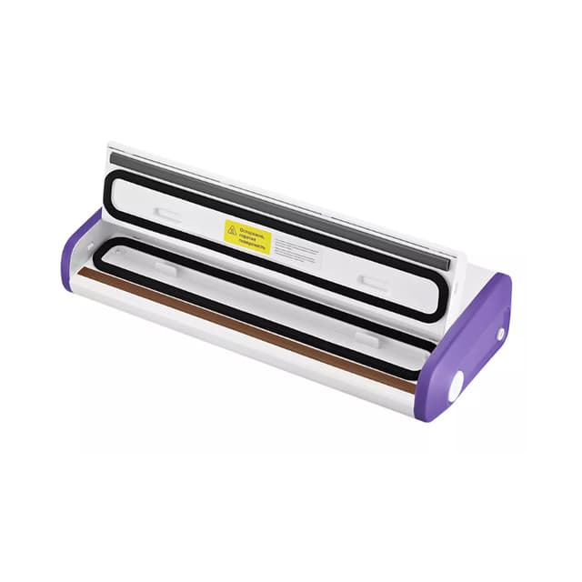 Вакууматор, Kitfort, КТ-1514-1 бело-фиолетовый, Кнопочный тип управления, Максимальная ширина пакета 28 см, 2 режима работы, 5 пакетов в комплекте, Белый, Фиолетовый