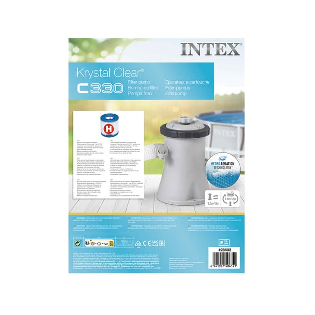 Фильтрующий насос Krystal Clear для бассейнов, INTEX, 28602, Пластик, 1250 л/час., Серый, Цветная коробка