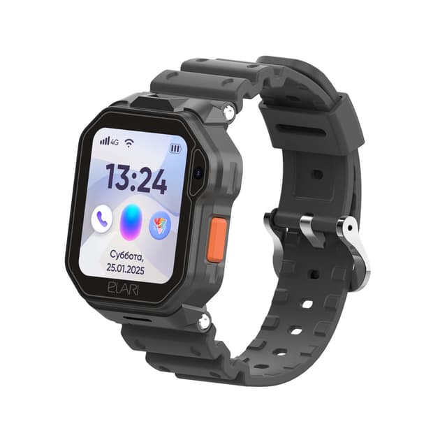 Смарт часы, Elari, KidPhone 4G Techno, IPS дисплей 1.76 дюйма, Разрешение 320 х 380, Аккумулятор 600 мАч, Время работы до 2 дней, Черный