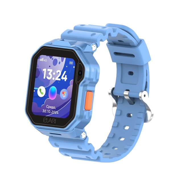 Смарт часы, Elari, KidPhone 4G Techno, IPS дисплей 1.76 дюйма, Разрешение 320 х 380, Аккумулятор 600 мАч, Время работы до 2 дней, Голубой