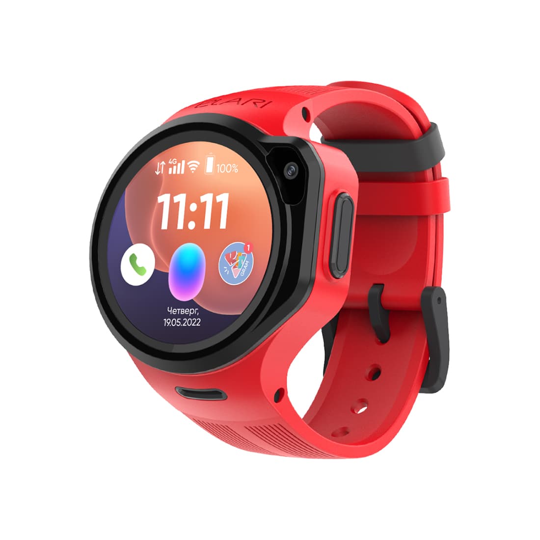 Смарт часы, Elari, 4GR M, IPS дисплей 1.3 дюйма, Разрешение 240 х 240, Водонепроницаемые (IP67), Аккумулятор 605 мАч, Время работы до 7 дней, Красный