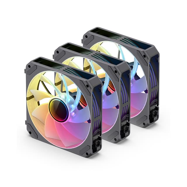Вентилятор для компьютерного корпуса, Jonsbo, ZG-120BR(3in1) Black, ARGB 120мм, 1500 об/мин, 61.7 CFM, 36.8 dB(A), 4pin PWM/3pin ARGB , 120*120*25, Чёрный