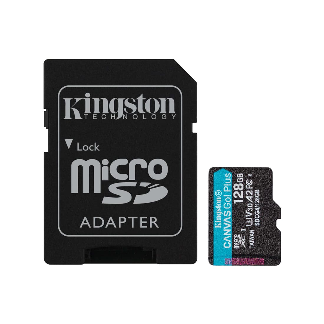 Карта памяти, Kingston, SDCG4/128GB, MicroSDXC 128GB, Canvas Go Plus, A2, U3, V30, с адаптером SD