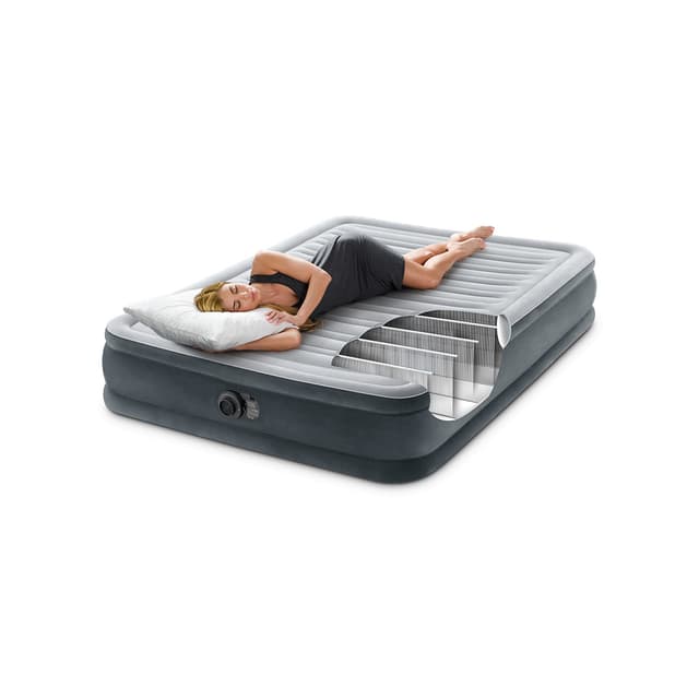 Матрас-кровать надувная Comfort-Plush Mid-Rise (Full) 191 х 137 х 33 см, INTEX, 67768ND, Винил, Встроенный эл. насос, Сумка для переноски и хранения в комплекте, Серый, Цветная коробка
