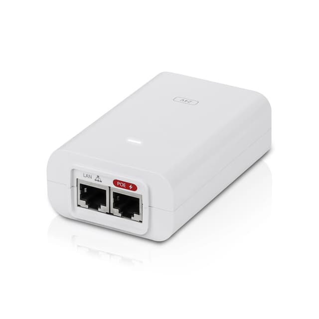 PoE адаптер, Ubiquiti, POE-24-24W-G-WH, PoE-Injector 24V 24W Gigabit (белый), passive PoE, 10/100/1000Mbps Ethernet, 100–240V AC, 24В, 24W