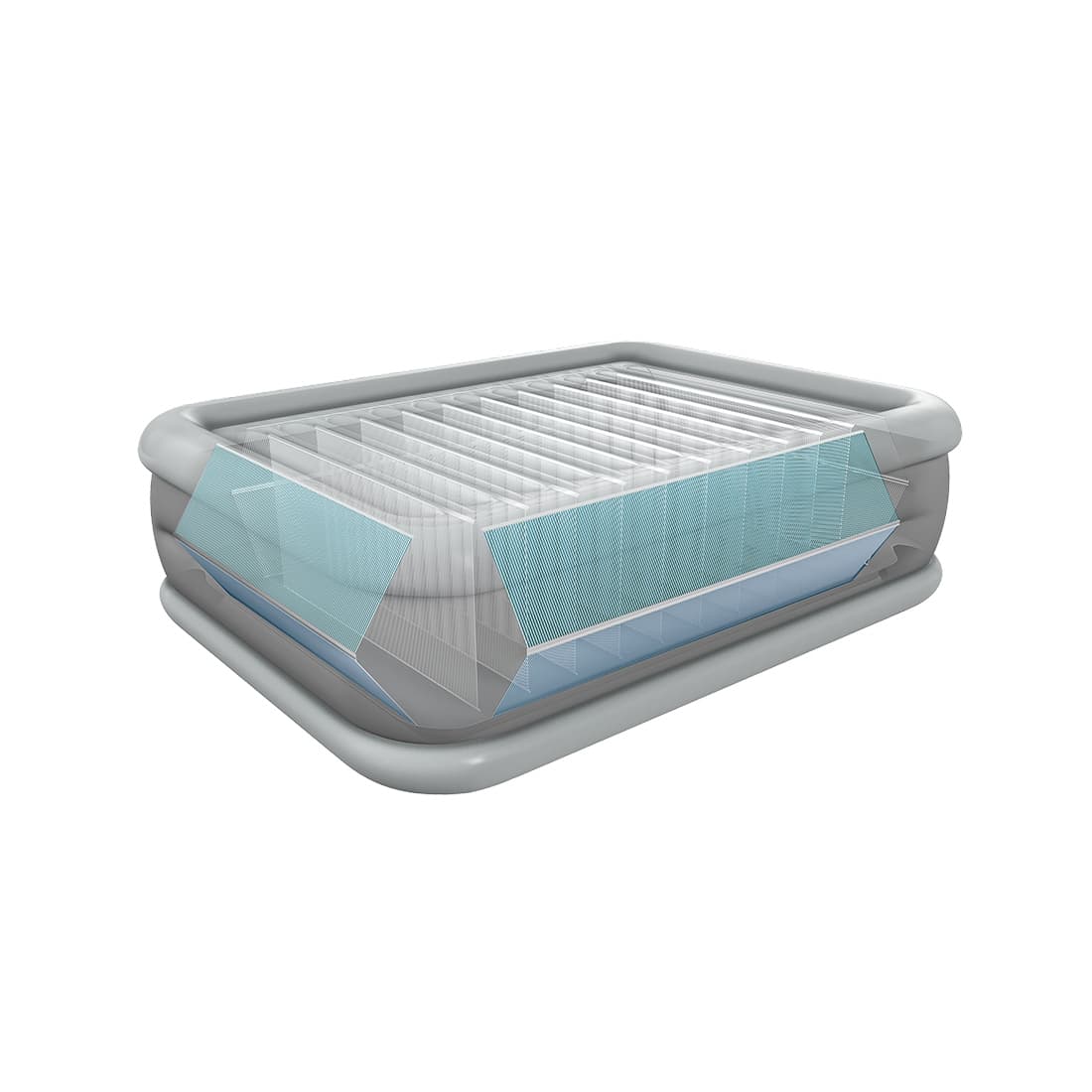 Матрас-кровать надувная Comfort-Plush High-Rise (Queen) 203 х 152 х 56 см, INTEX, 64418ND, Винил, Встроенный эл. насос, Сумка для переноски и хранения в комплекте, Серый, Цветная коробка