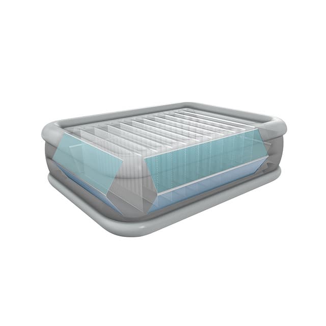 Матрас-кровать надувная Comfort-Plush High-Rise (Queen) 203 х 152 х 56 см, INTEX, 64418ND, Винил, Встроенный эл. насос, Сумка для переноски и хранения в комплекте, Серый, Цветная коробка