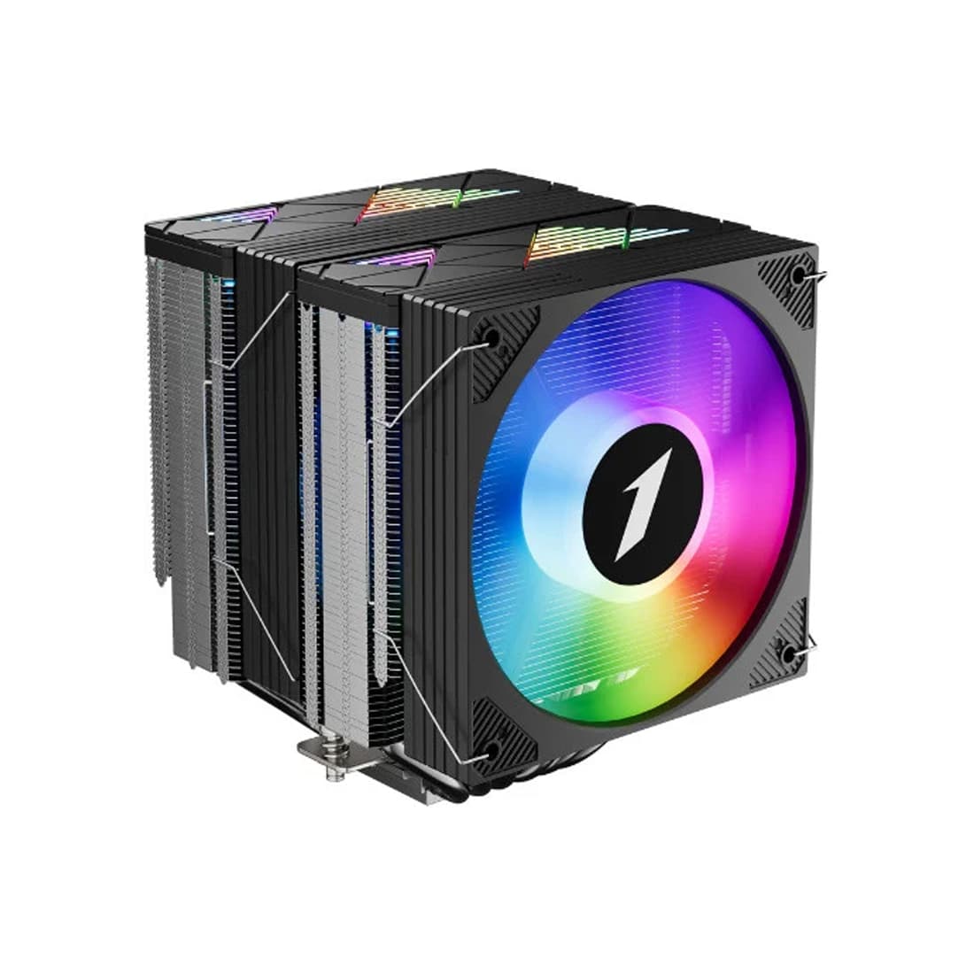 Кулер для процессора, 1STPLAYER, CY12LD BLACK, CY12LD-BK, intel 1151/1200/1700/1851 и amd AM4/AM5, TDP 225 Вт, 1*120 мм, 750 - 1900 об/мин, 57.56 CFM, 38.21dB, 4 pin PWM + 3 pin ARGB, 12012025 мм, Черный