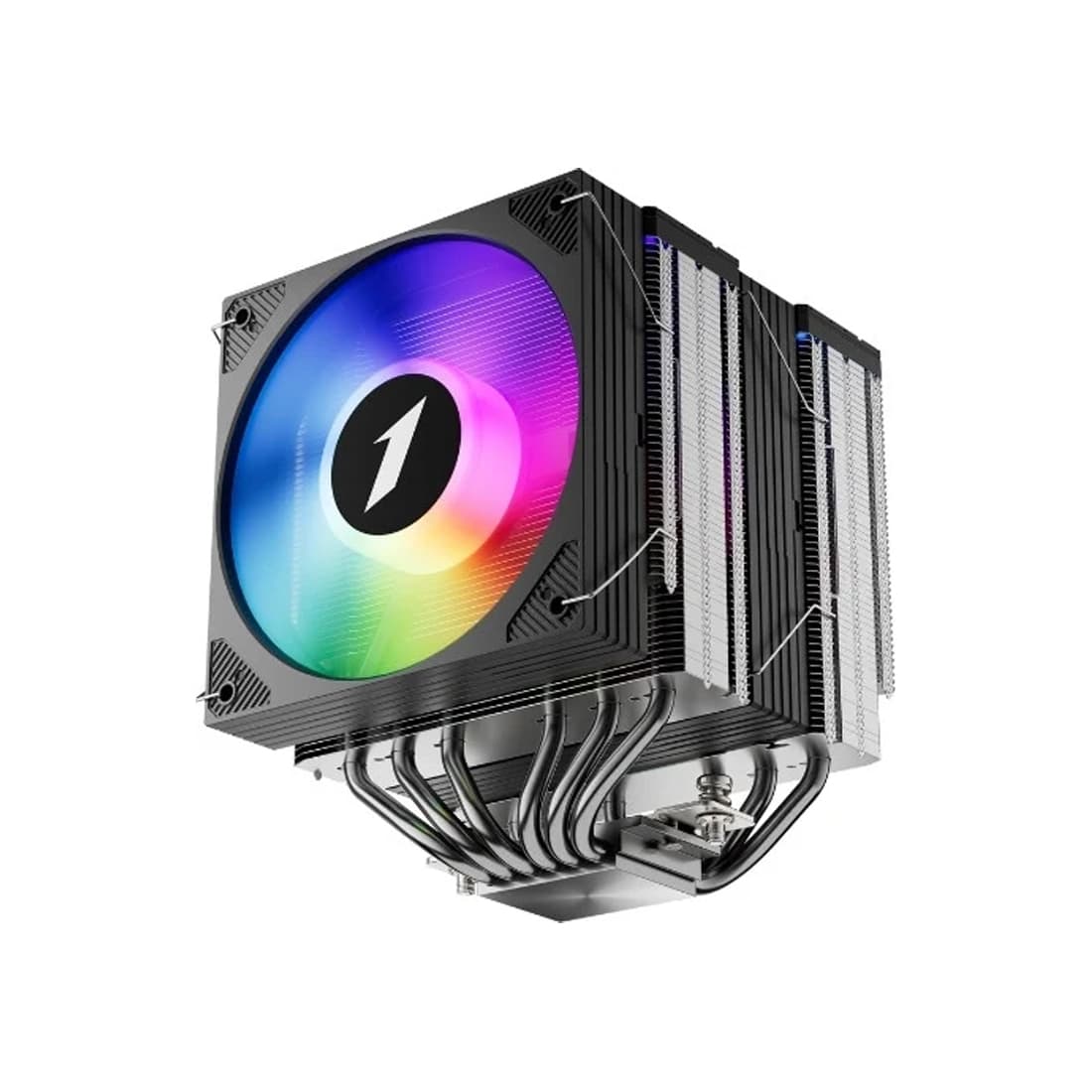 Кулер для процессора, 1STPLAYER, CY12LD BLACK, CY12LD-BK, intel 1151/1200/1700/1851 и amd AM4/AM5, TDP 225 Вт, 1*120 мм, 750 - 1900 об/мин, 57.56 CFM, 38.21dB, 4 pin PWM + 3 pin ARGB, 12012025 мм, Черный