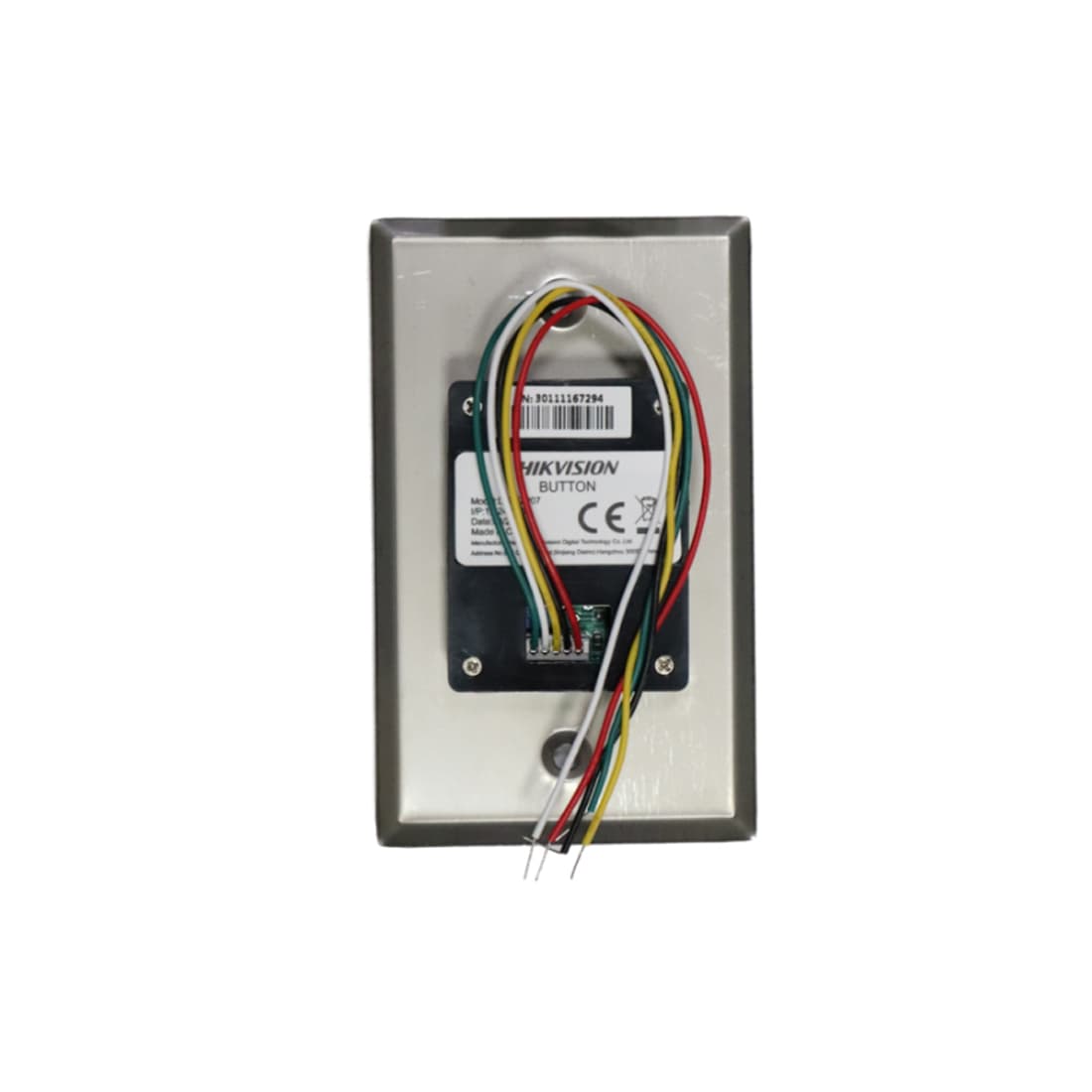 Кнопка выхода, Hikvision, DS-K7P07, Сенсорная кнопка открытия двери с контролируемой стороны, Выходной контакт 1Выход, NO/NC/COM, LED Светодиод статуса и событий / Синий/Зеленый, DC 12V~24V