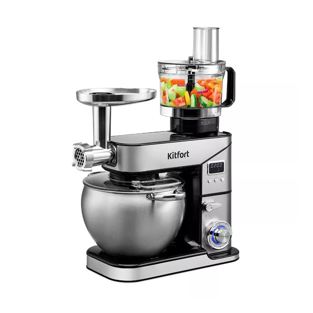Планетарный миксер, Kitfort, КТ-3413, Максимальная мощность 2000 Вт, Материал корпуса металл, пластик, Материал чаши нержавеющая сталь, Емкость чаши 10 л