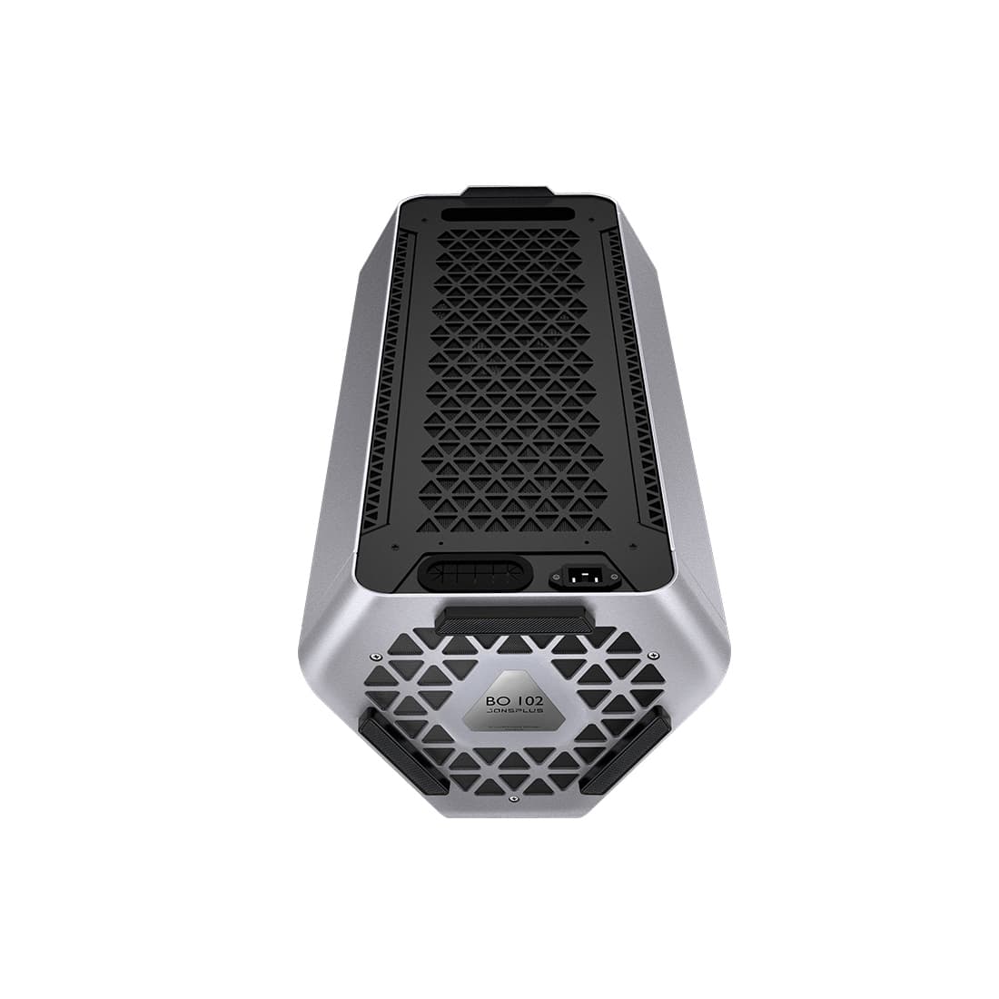 Компьютерный корпус, jonsplus, BO 102 Silver, mini-ITX, 1xUSB Type-A, 1xUSB Type-C, 1x Audio-Mic, Высота процессорного кулера до 75 мм, Длина видеокарты до 330-380 мм, Дисковый отсек 2.5'' х 1 и 3.5'' x 2 или 2.5'' х 2 и 3.5'' x 1, Алюминий 3мм, Сталь 1мм, Стекло 4мм, 2 слота, 285х317х595мм, Без Б/П, Серый