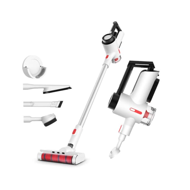 Беспроводной вертикальный пылесос, Xiaomi, Deerma VC40, Вес: 1,85 кг, Потребляемая мощность 100 Вт, Номинальное напряжение 14,4 В, Время зарядки 4 ч, Уровень шума 75 дБ, Объём пылесборника 600 мл, Мощность всасывания до 12000 Па, Объём аккумулятора 2200mAh, Белый