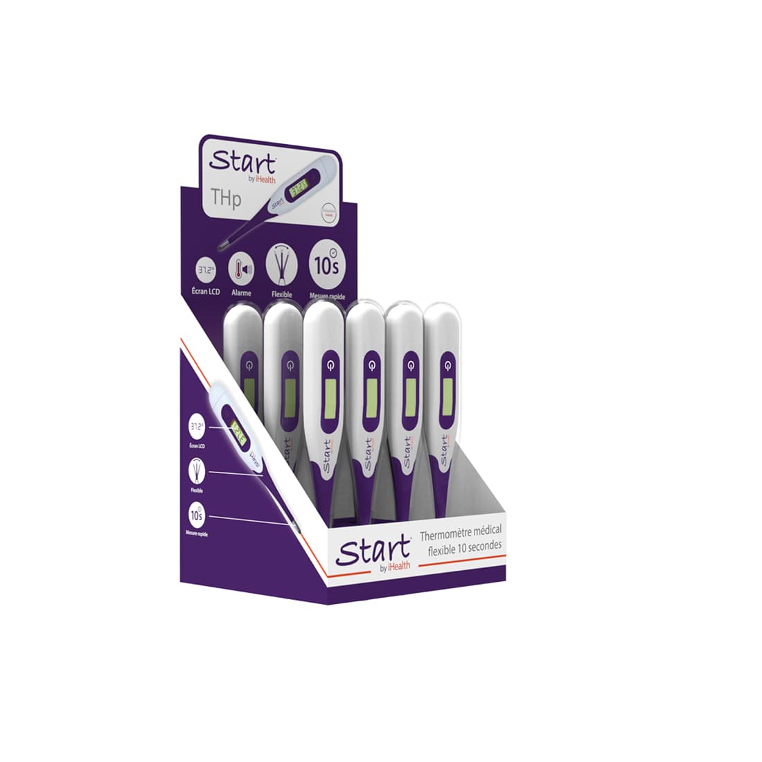 Гибкий термометр, iHealth, THp MT-4333, Время измерения 10с, Размеры: 139 мм х 22 мм х 12 мм, Ожидаемый срок службы: 3 года, Источник питания: 1x 1.5 V DC. button battery (размер LR41or SR41, UCC 392), Диапазон измерений:32.042.9